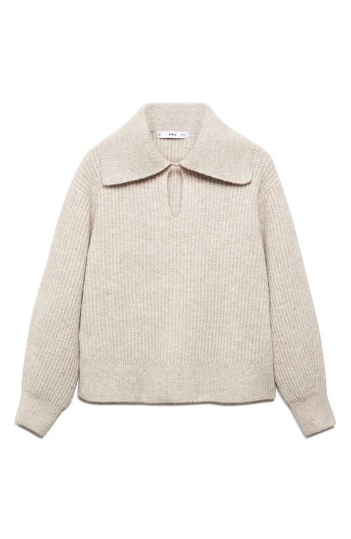 Mango Johnny Collar Pullover Sweater In Light Beige/pastel Grey