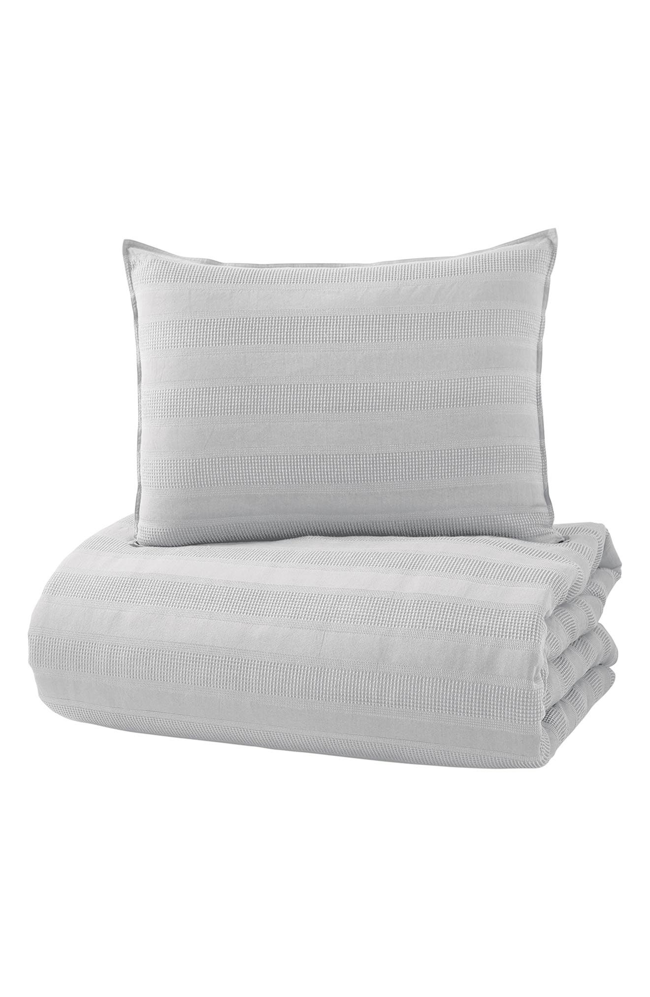 DKNY Avenue Stripe Cotton Comforter & Sham Set in Grey at Nordstrom, Size Full