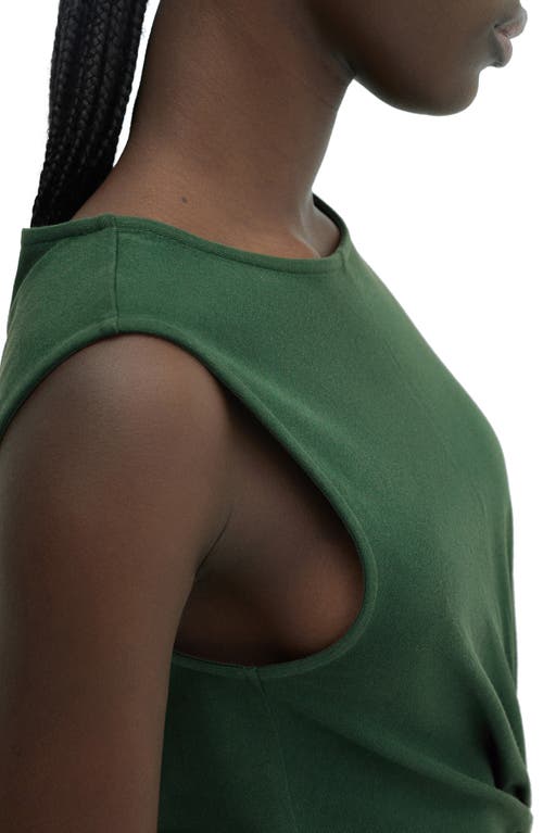 Mango Center Twist Cotton Midi Dress In Green