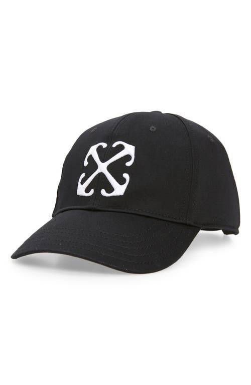 Embroidered Arrow Drill Baseball Cap in Black White