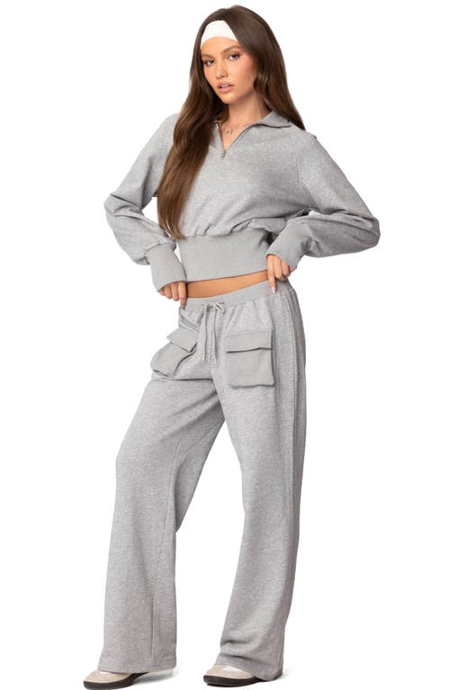 Edikted Bailey French Terry Cargo Pants In Gray Melange