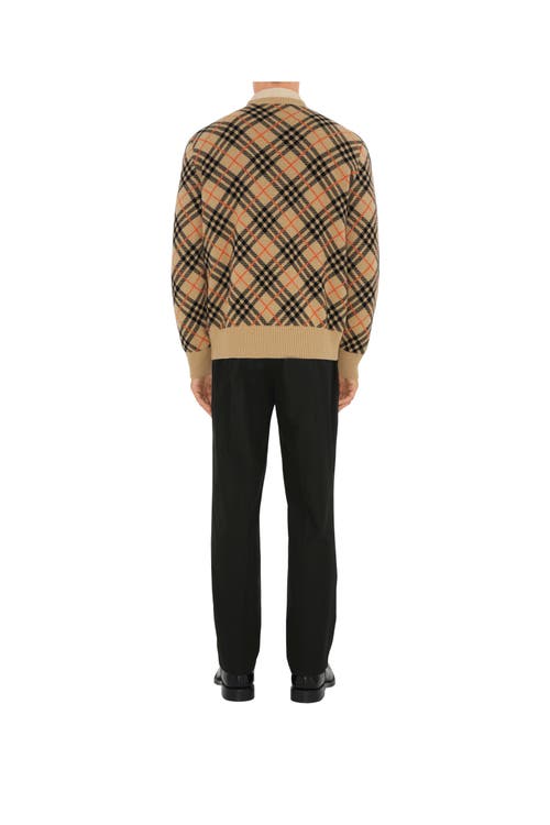Shop Burberry Check Cashmere Sweater In Sand
