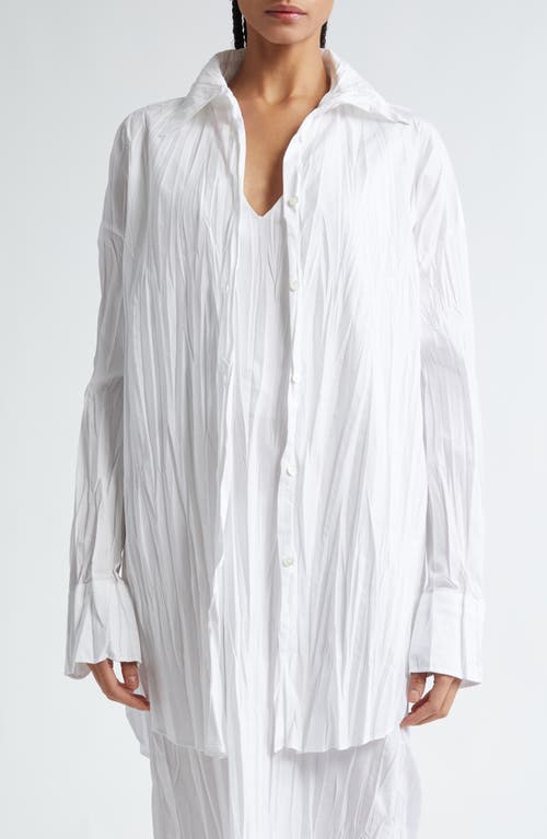 Shop Bite Studios Crease Oversize Crinkle Organic Cotton Button-up Shirt In White