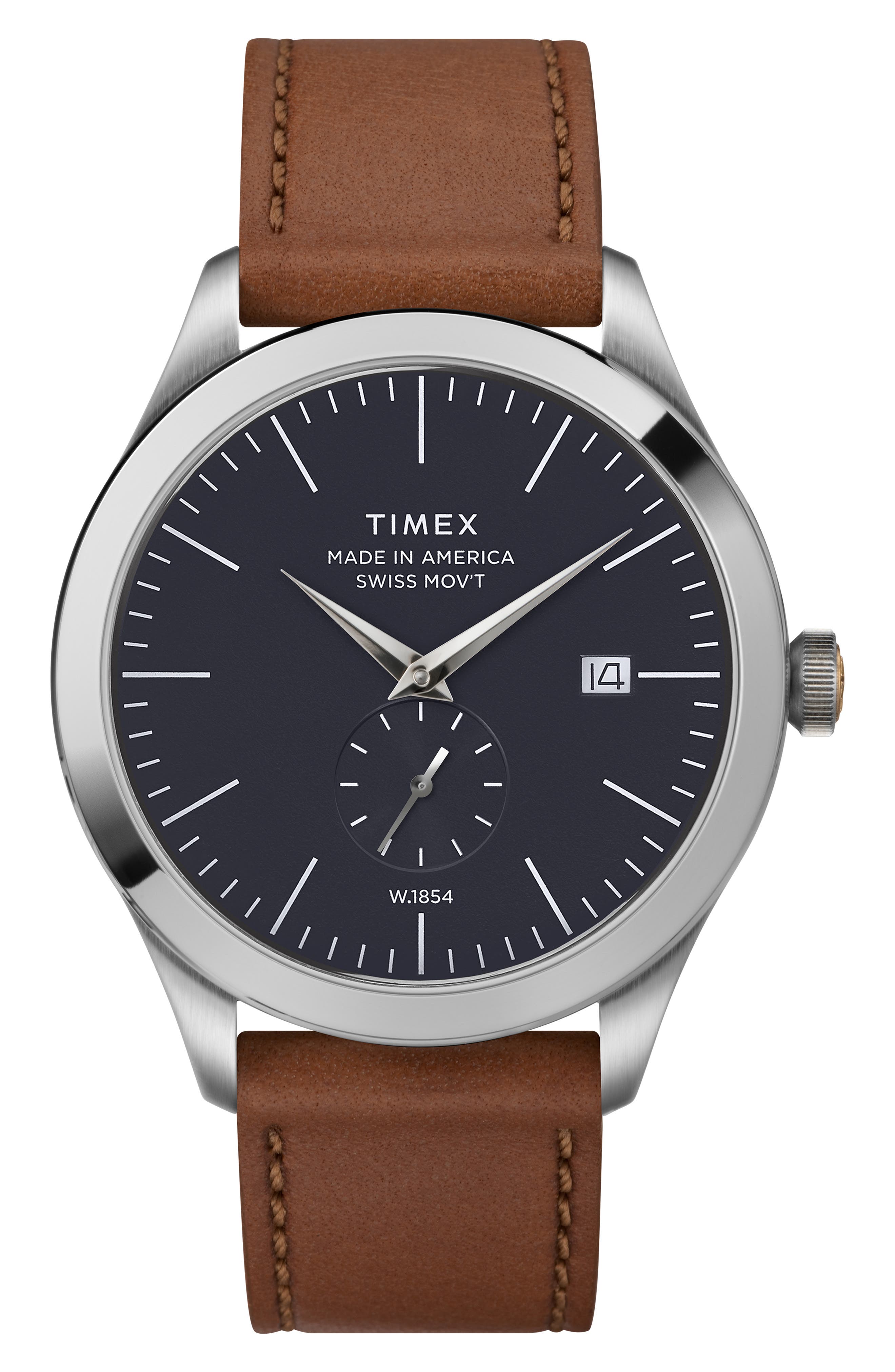Timex American Documents Leather Strap Watch, 41Mm