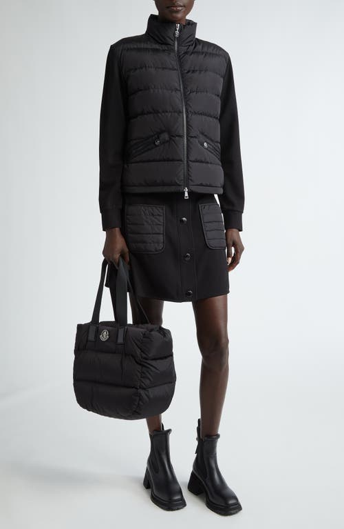 Moncler Mixed Media Down Puffer Jacket In Black