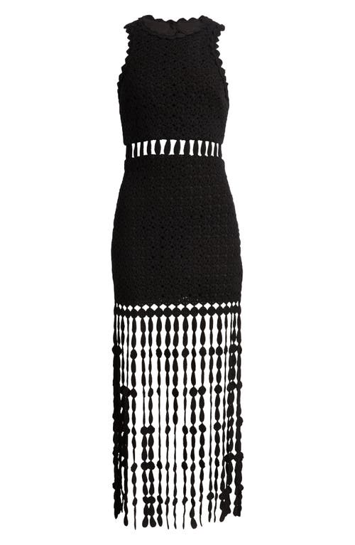 Shop Saylor Robynne Cotton Crochet Fringe Maxi Dress In Black