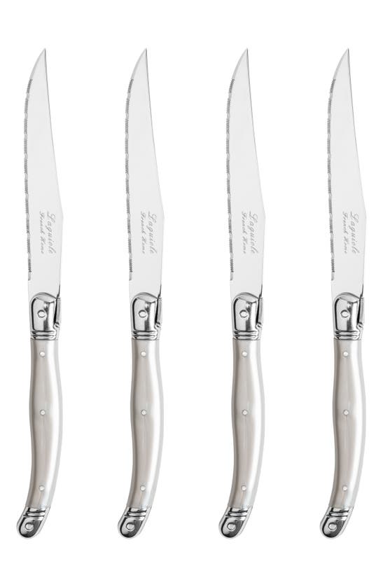 French Home Set Of 4 Laguiole Steak Knives In Pewter