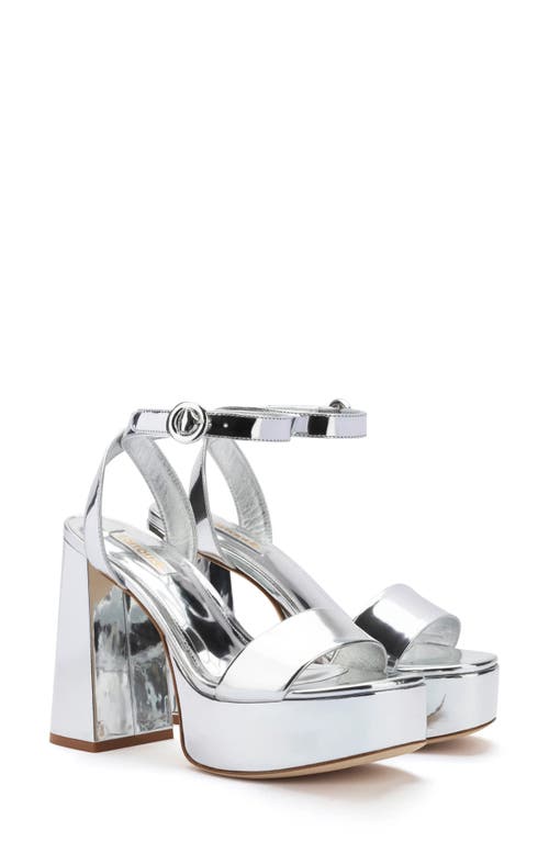 Larroudé Dolly Ankle Strap Platform Sandal Silver at Nordstrom,