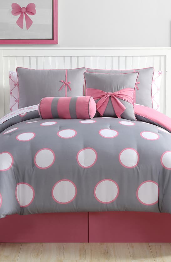 Vcny Home Sophie Polka Dot Bed-in-a-bag Comforter Set In Pink