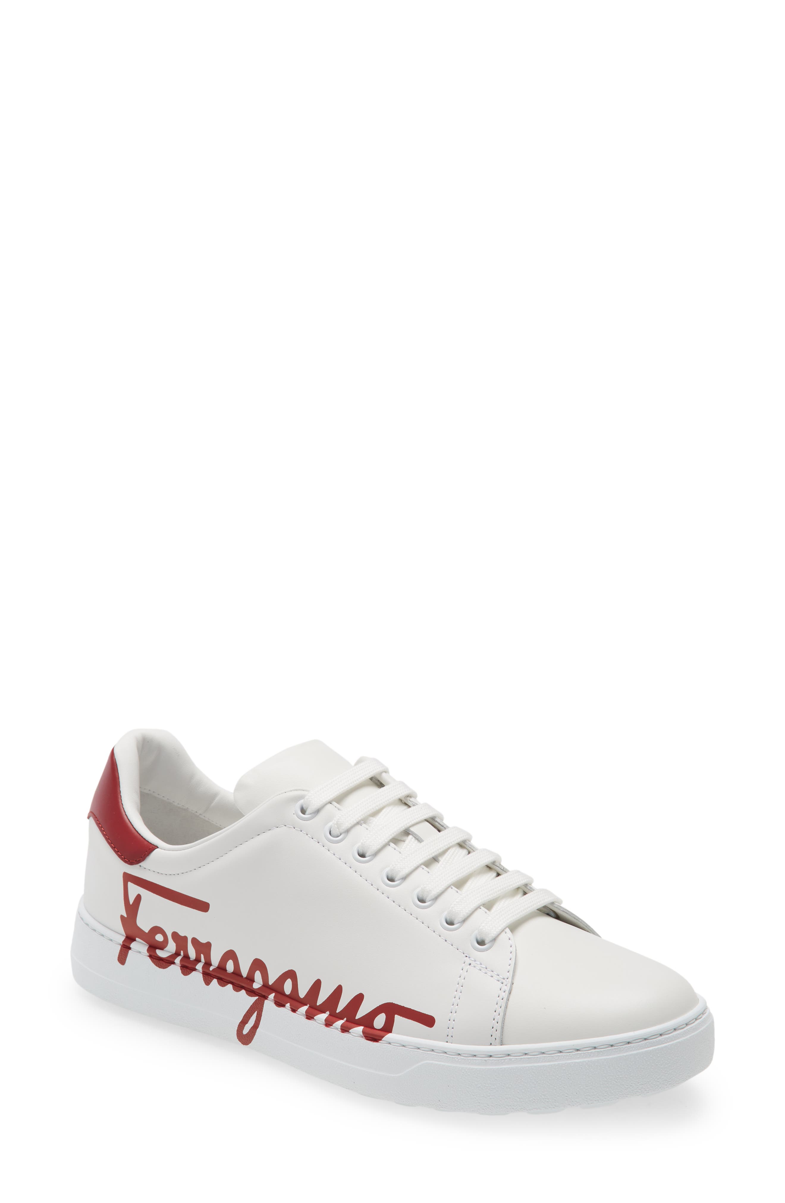 Salvatore Ferragamo Naruto Low Top Sneaker in Bianco/Red at Nordstrom, Size 12