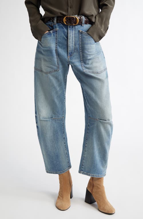 Nili Lotan Shon High Waist Barrel Leg Jeans In Blue