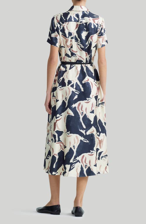 Shop Altuzarra Kiera Floral Print Belted Silk Shirtdress In Black