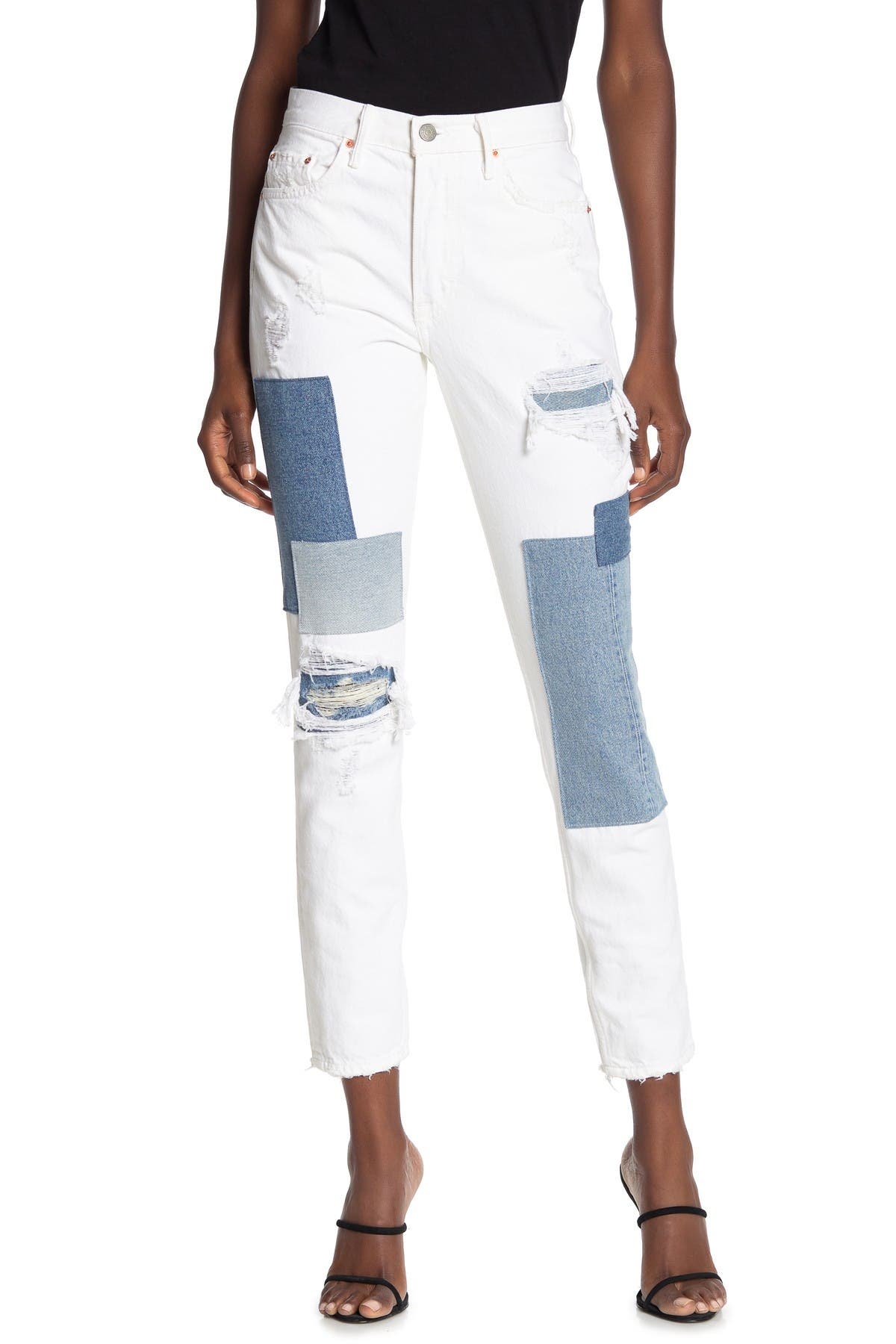 high rise straight leg cropped jeans