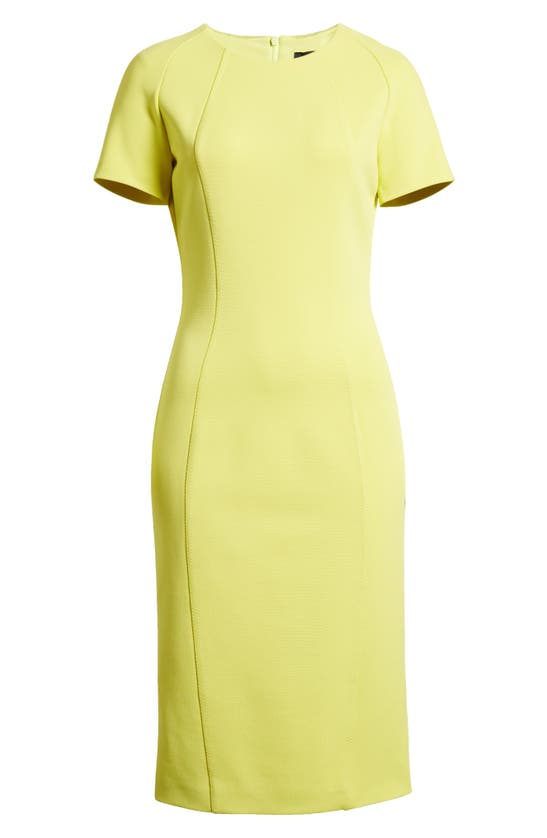 Shop Hugo Boss Dukea Midi Sheath Dress In Tennis Yellow