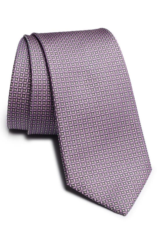 Jack Victor Lorraine Micropattern Silk Tie In Gray