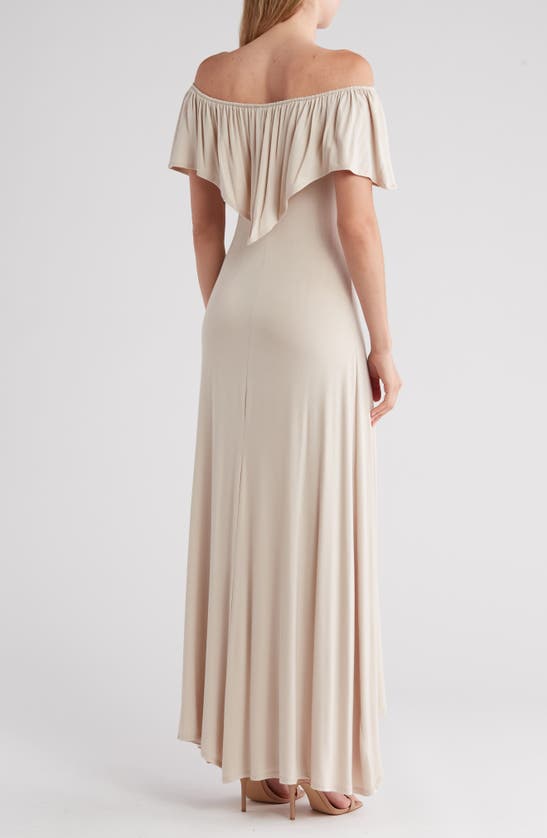 Shop Go Couture Off The Shoulder Maxi Dress In Sand