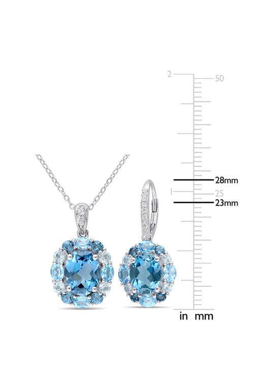 Delmar London Blue Topaz & Blue Topaz Drop Earrings & Necklace Set In Blue
