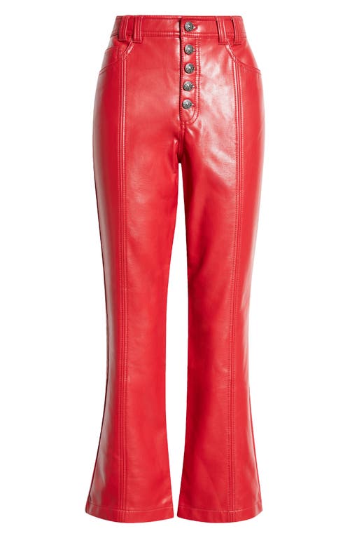 Cinq À Sept Roxette Faux Leather Flare Pants In Red Currant