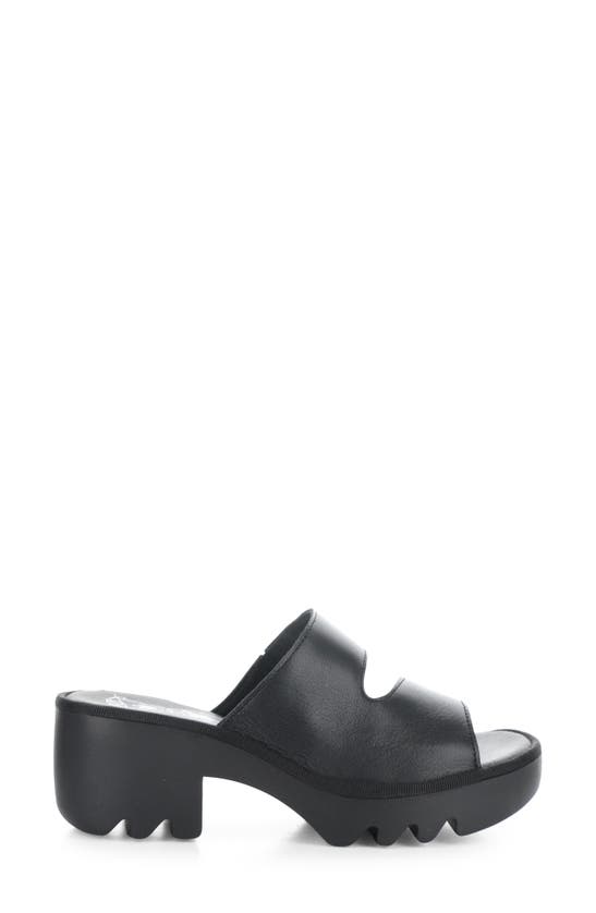 Fly London Tech Platform Sandal In Black Mousse