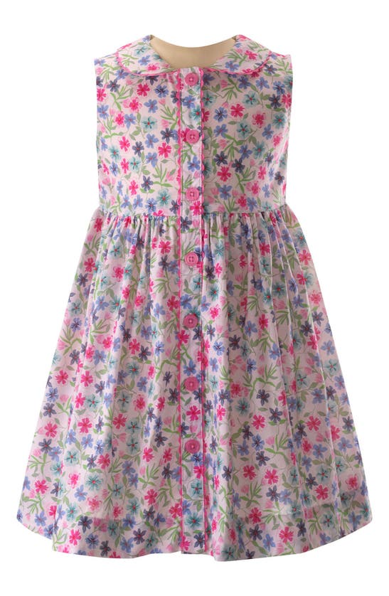 Shop Rachel Riley Kids' Aster Floral Cotton Knit Dress In Pink