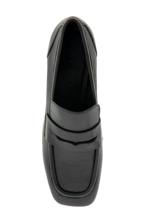 Aerosoles Cavour Platform Penny Loafer Pump In Black Leather