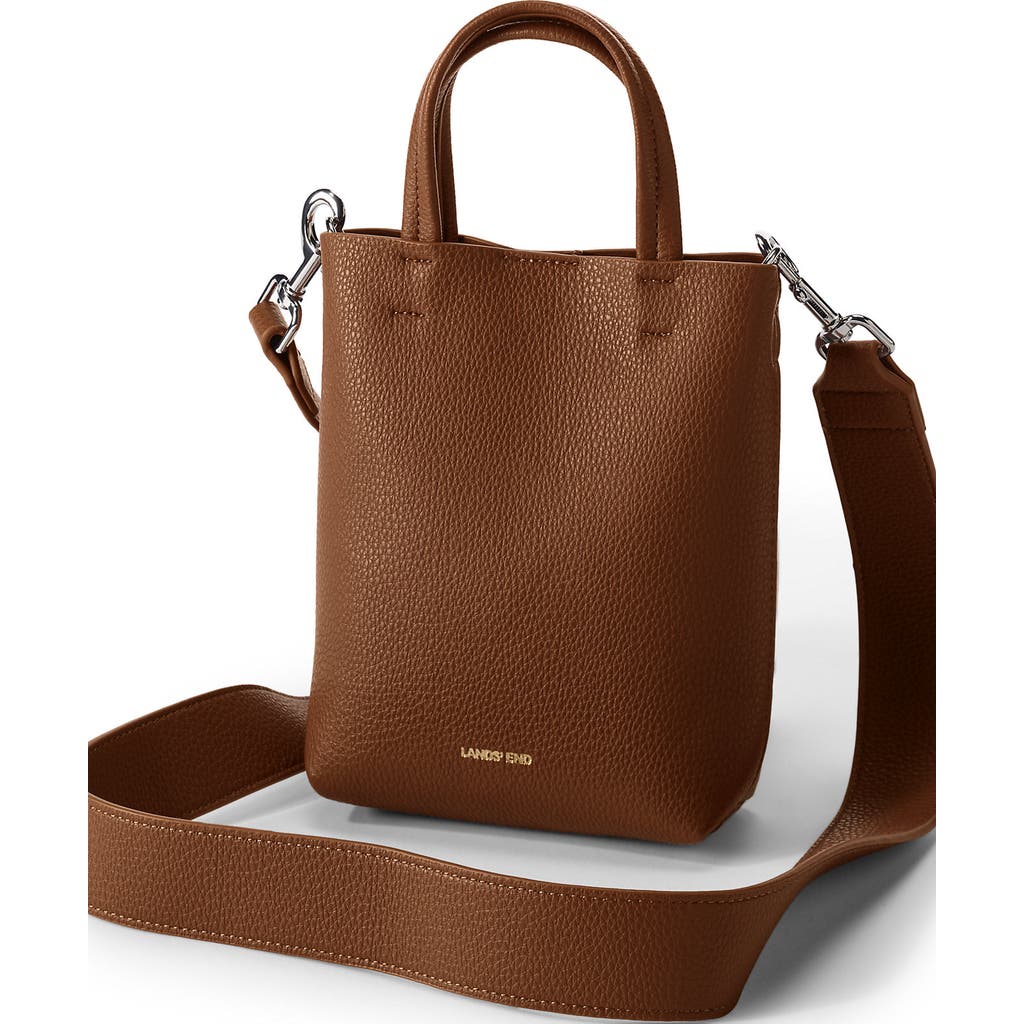Lands' End Faux Leather Crossbody Bag In Dark Caramel