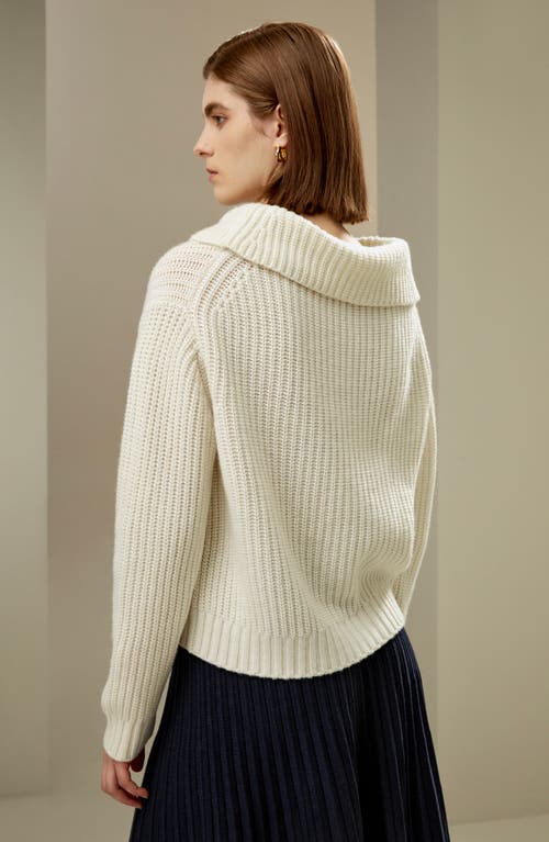 Lilysilk Wide Cowl Neck Sweater For Women In White