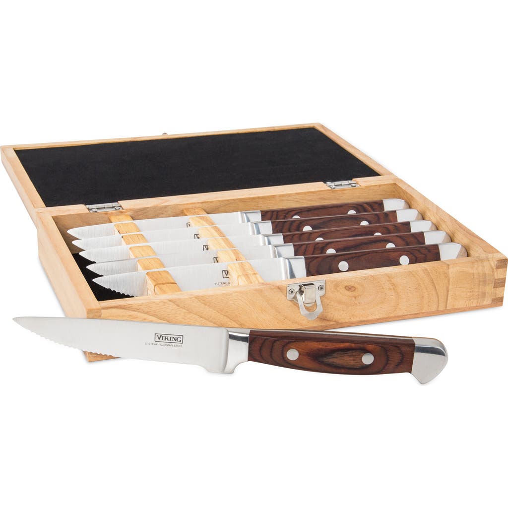VIKING VIKING STEAKHOUSE 6-PIECE PAKKA WOOD STEAK KNIFE SET