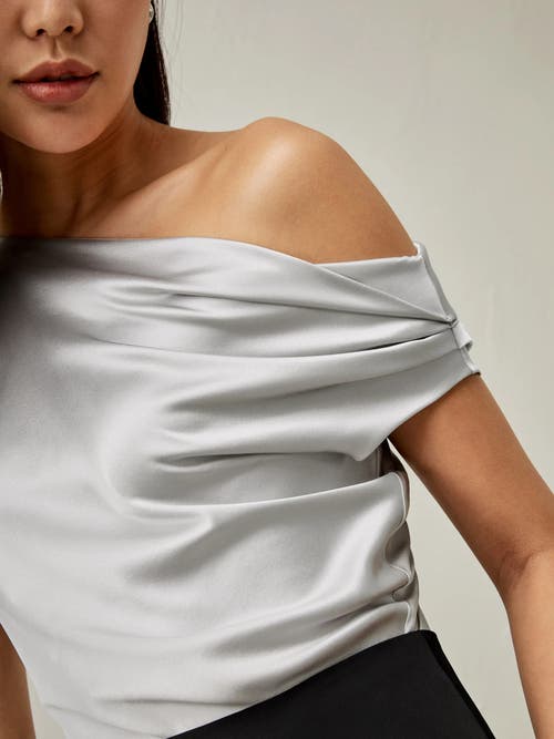 Shop Lilysilk Boat Neck Silk Top In Silvergray