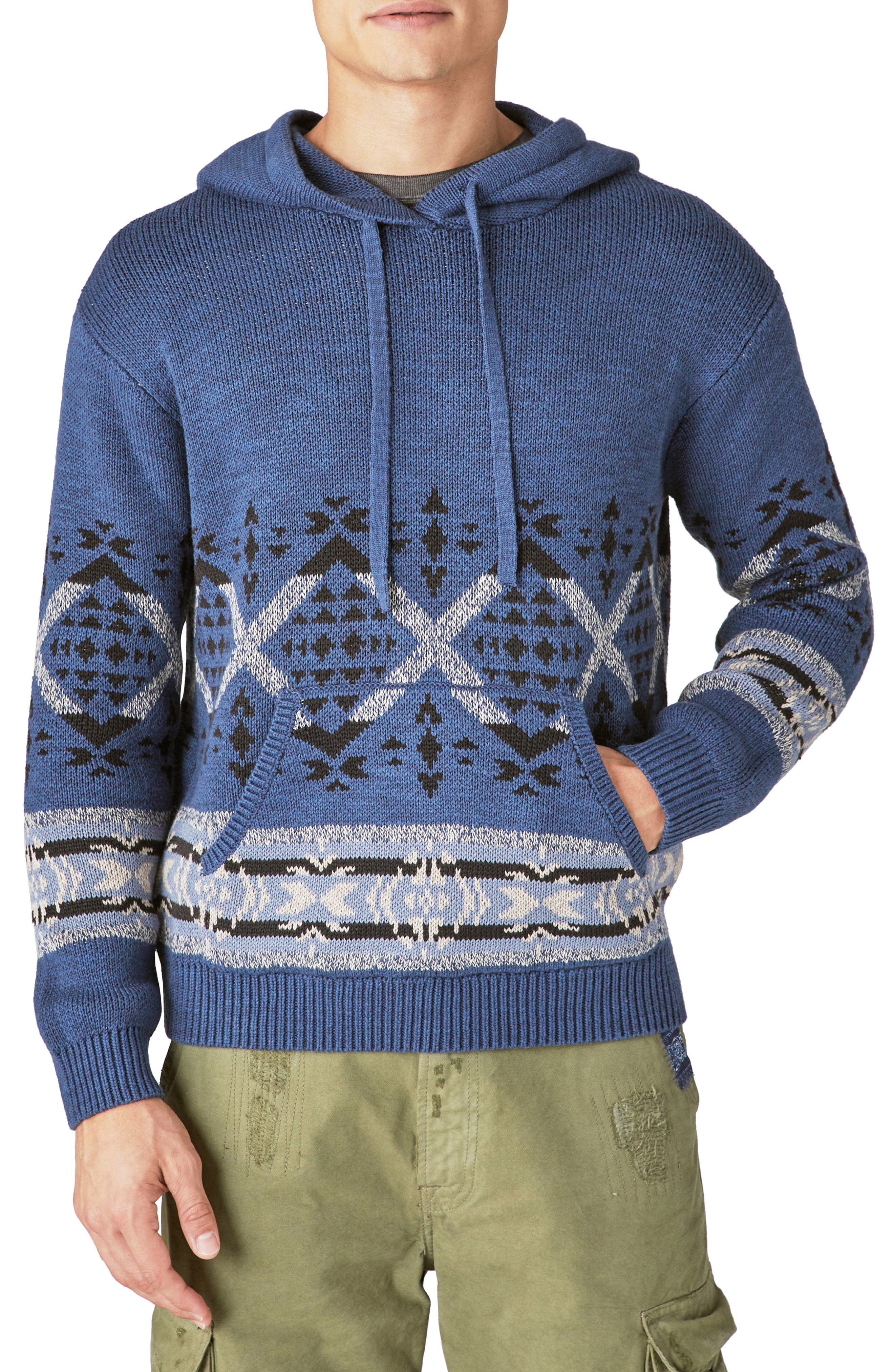 Lucky Brand Fair Isle Hoodie Sweater 