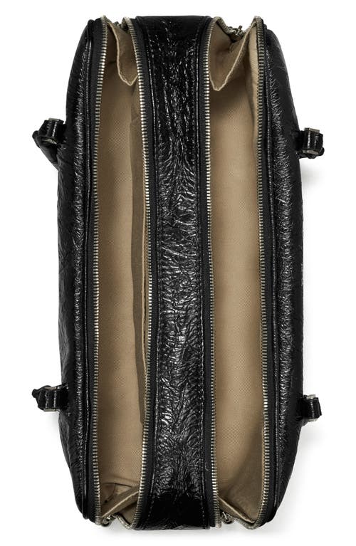 Tory Burch T Monogram Small Metallic Marshmallow Satchel In Black