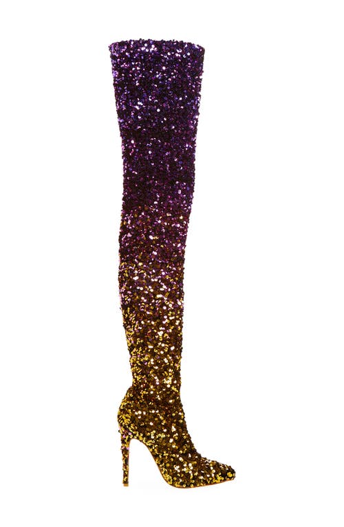 Shop Azalea Wang Elliana Sequin Over The Knee Boot In Multi