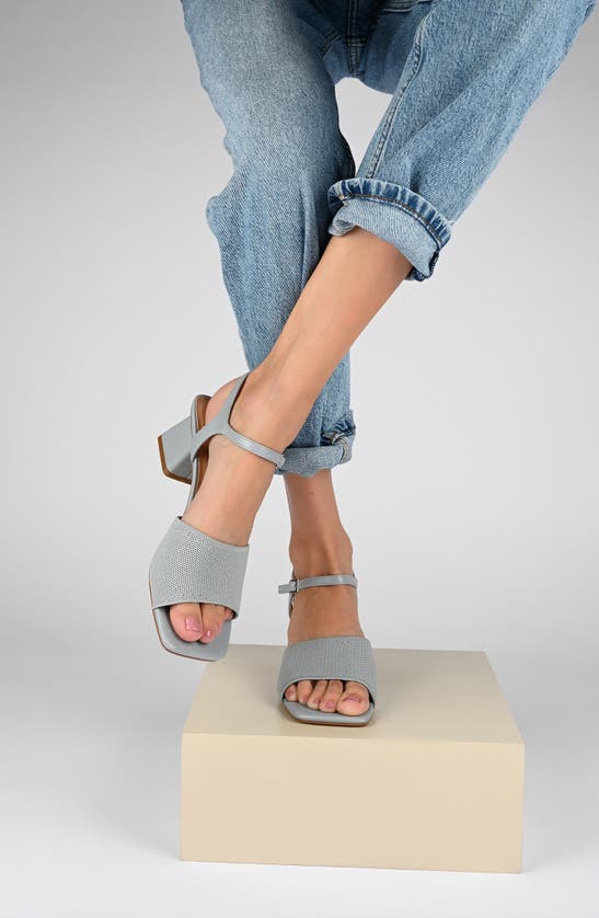 Journee Collection Knit Block Heel Sandal In Taupe
