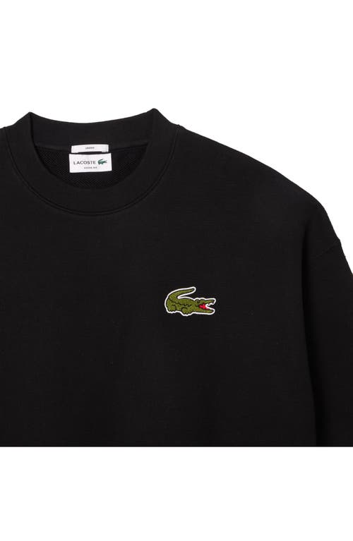 Shop Lacoste Loose Fit Cotton French Terry Sweatshirt In Black