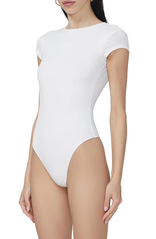 Shop Afrm Gosia Backless Cap Sleeve Bodysuit In Bright White