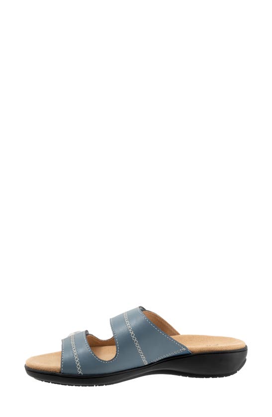 Shop Trotters Ruthie Stitch Slide Sandal In Dusty Blue