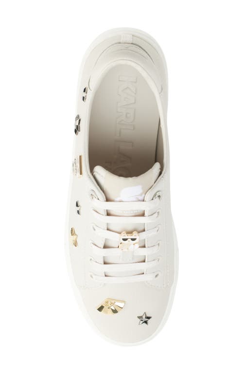 Shop Karl Lagerfeld Paris Cate Pins Platform Sneaker In Soft White/stars