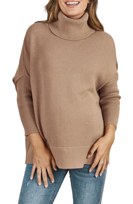 Angel Maternity All-in-one Reversible Cotton Maternity Sweater In Neutral