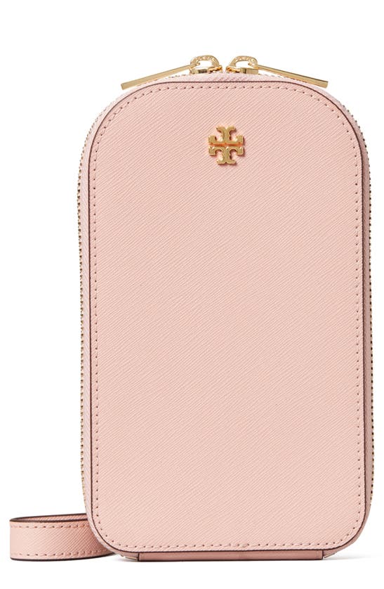 Tory Burch Emerson Leather Phone Crossbody Bag In Pink Quartz | ModeSens