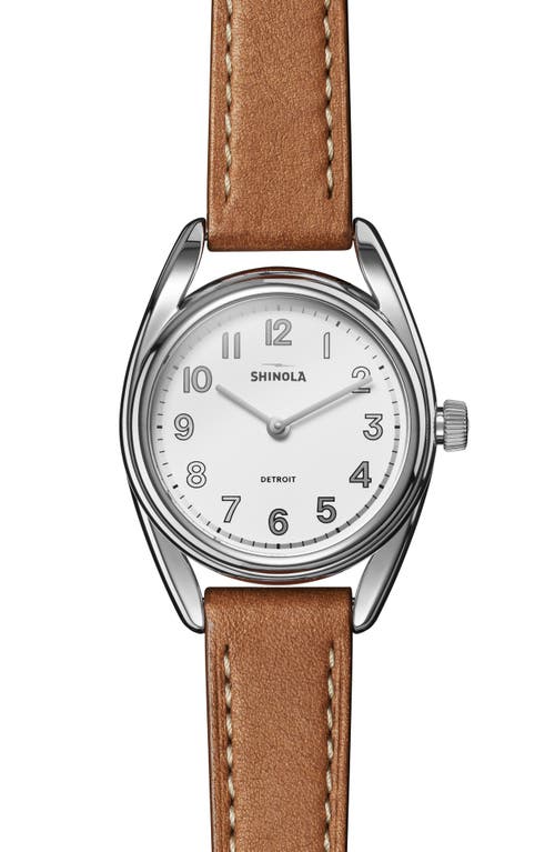 Shinola Derby Leather Strap Watch, 30.5mm in Silver at Nordstrom
