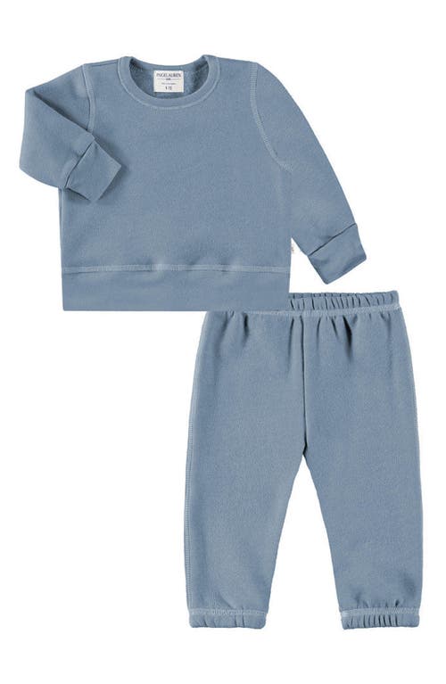 Paigelauren Fleece Lounge Sweatshirt & Joggers Set In Blue