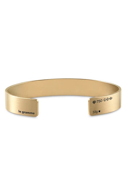 le gramme Men's 33G Brushed 18K Gold Cuff Bracelet in Yellow Gold at Nordstrom, Size Large