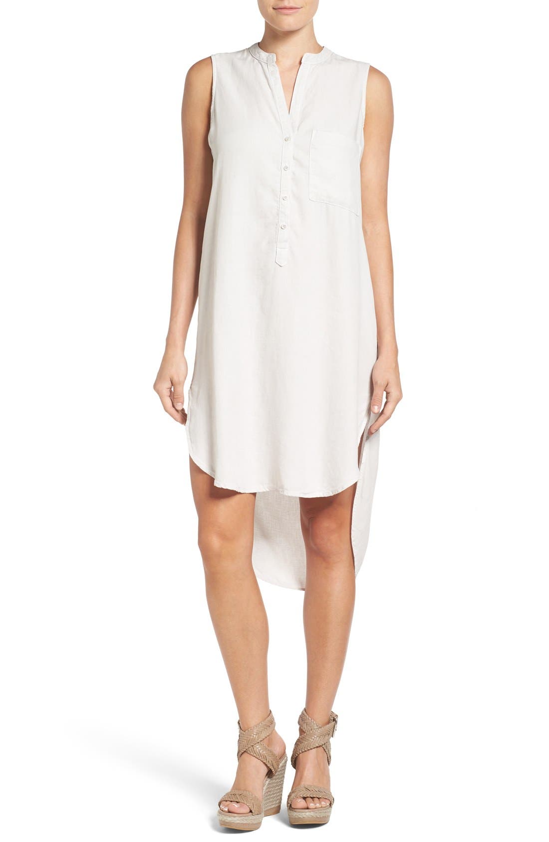 Side Stitch Sleeveless Band Collar Shirtdress Nordstrom