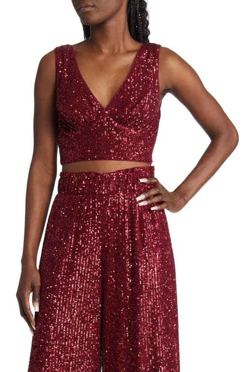 Lulus Flawless Sparkle Sequin Crop Tank in Wine Red