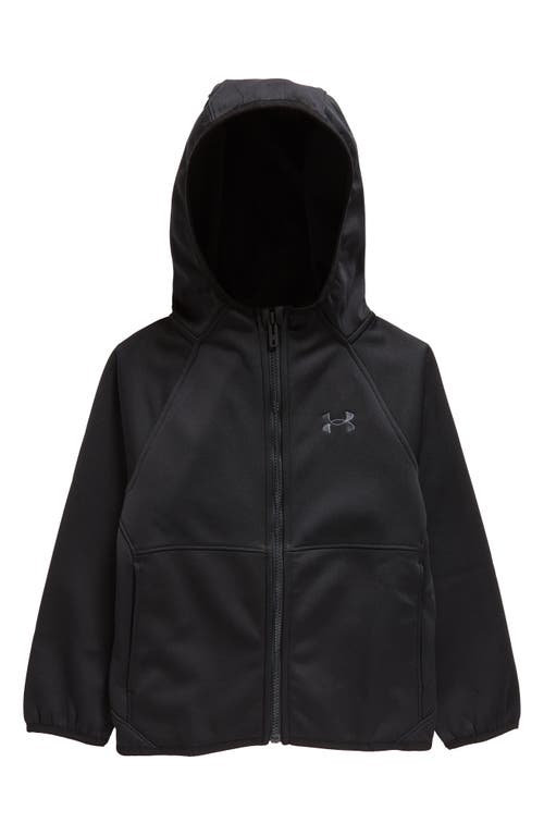 Under Armour Kids' Soft Shell Water Repellent Hooded Zip Jacket in Black