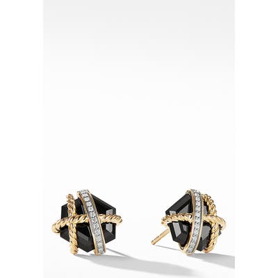David Yurman Cable Wrap Earrings With Black Onyx & Diamonds