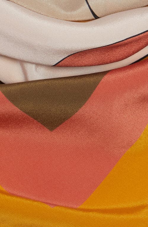 Shop Saint Laurent Floral Print Silk Scarf In Tangerine/multicolor