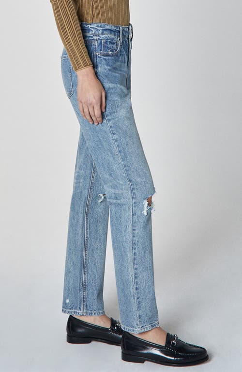 Unpublished Willa Ripped High Waist Straight Leg Jeans In Medium Blue