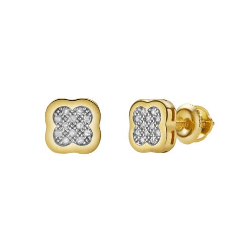 Luvmyjewelry Clovetail Xl 10k Yellow Gold Cluster Diamond Unisex Earrings In 10k Yellow Gold