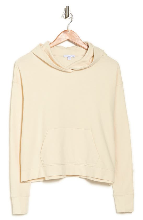 James Perse Relaxed Cropped Hoodie In Alabaster